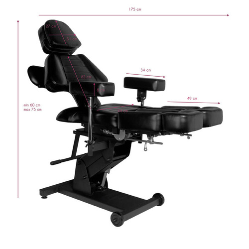 Electric tattoo chair pro ink 606 black