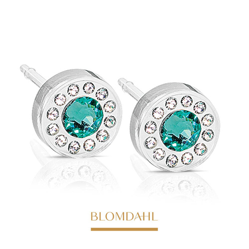 Brilliance Halo Crystal/ Turquoise 6 mm earrings SFJ medical plastic