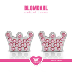 Kolczyki hipoalergiczne Brilliance Princess Light Rose 9 mm SFJ plastik medyczny