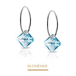 Kolczyki hipoalergiczne Ear Ring Square Aquamarine 9 mm SFJ naturalny tytan medyczny