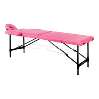 Folding massage table aluminum comfort activ fizjo 2 segment pink black aluminum