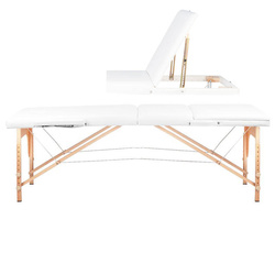 Folding massage table wooden comfort activ fizjo 3 segment white