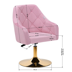 4rico swivel chair qs-bl14g velvet pink