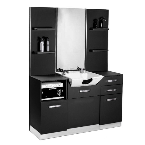 Gabbiano barber console with sink b085 black