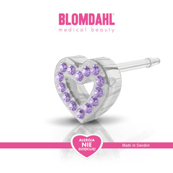 Kolczyki hipoalergiczne Brilliance Heart Hollow Violet 10 mm SFJ plastik medyczny