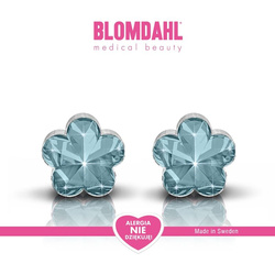 Kolczyki hipoalergiczne Flower Aquamarine 6mm SFJ plastik medyczny