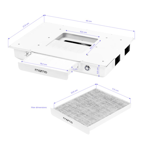 Recessed cassette manicure dust collector momo profesional j-02 white