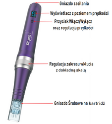 Dr pen x5-c lcd - przewodowy dermapen oryginał+10 igieł