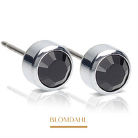 Bezel Black 6 mm SFJ silver titanium medical earrings