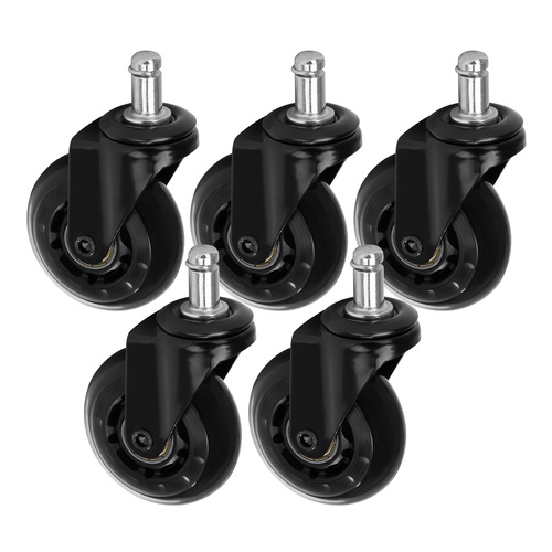 Roll speed stool wheel black press-on set of 5 pieces