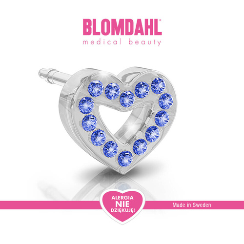 Kolczyki hipoalergiczne Brilliance Heart Hollow Sapphire 10 mm SFJ plastik medyczny