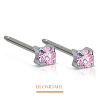 Tiffany Cz Light Rose 3 mm earrings SFJ silver medical titanium