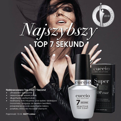 Cuccio 7 second Ultraszybki nabłyszczający Top coat do lakieru do paznokci 