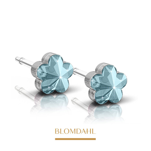 Kolczyki hipoalergiczne Flower Aquamarine 6mm SFJ plastik medyczny