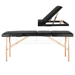 Folding massage table wooden comfort activ fizjo 3 segmented black