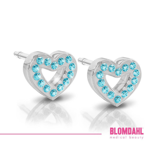 Brilliance Heart Hollow Aquamarine 10 mm earrings SFJ medical plastic