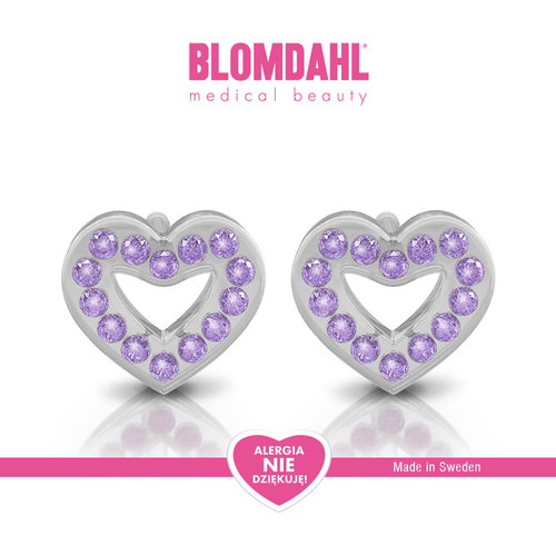 Kolczyki hipoalergiczne Brilliance Heart Hollow Violet 10 mm SFJ plastik medyczny