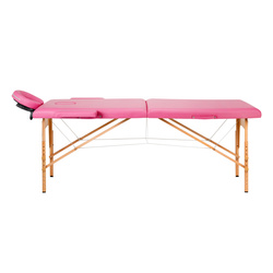 Folding massage table wooden comfort activ fizjo 2 segment pink