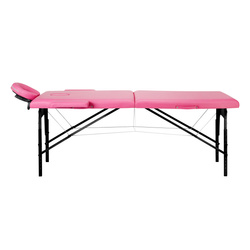 Folding massage table wooden comfort activ fizjo 2 segment pink black wood