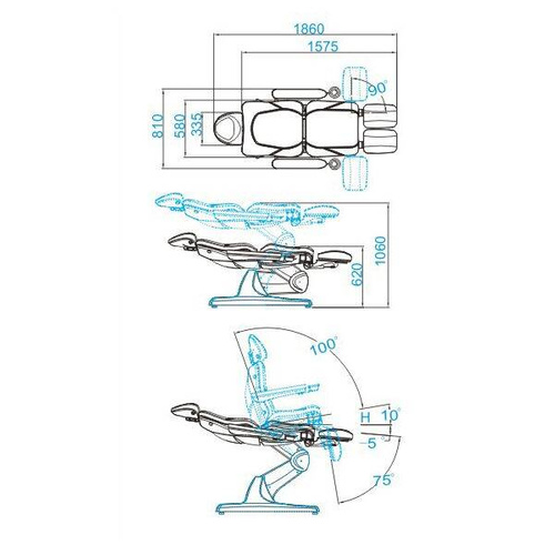 Fotel kosmetyczny elektr. azzurro 870s pedi 3 siln. cappuccino