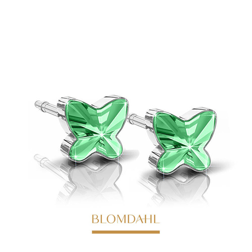 Kolczyki hipoalergiczne Butterfly Peridot 5 mm SFJ plastik medyczny