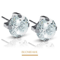 Tiffany CZ White 9 mm SFJ silver titanium medical earrings