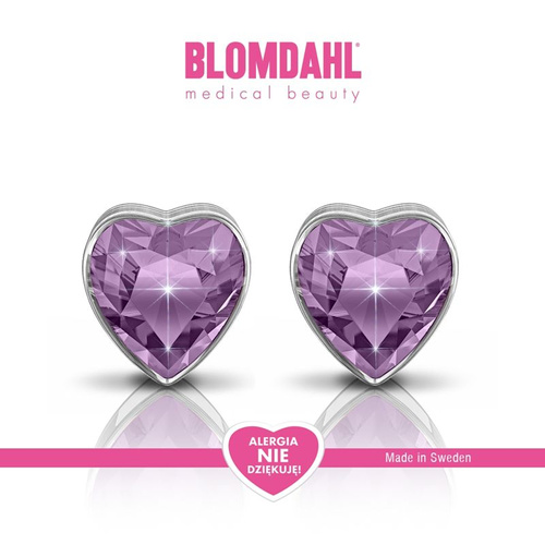 Kolczyki hipoalergiczne Heart Light Amethyst 6 mm SFJ plastik medyczny