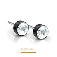 Bezel Crystal 5 mm earrings SFJ black medical titanium