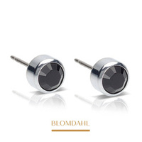 Bezel Black 3 mm earrings SFJ silver medical titanium