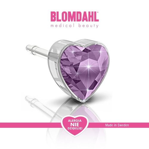 Kolczyki hipoalergiczne Heart Light Amethyst 6 mm SFJ plastik medyczny