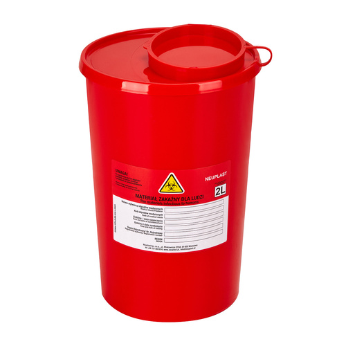 Medical waste container 2 l red