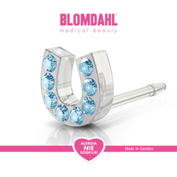 Kolczyki hipoalergiczne Brilliance Horseshoe Aquamarine 7 mm SFJ plastik medyczny