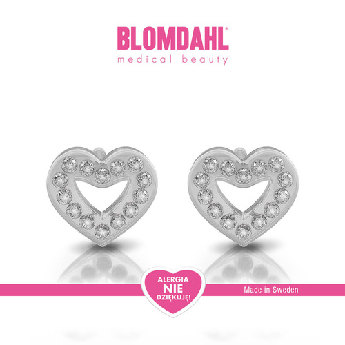 Kolczyki hipoalergiczne Brilliance Heart Hollow Crystal 10 mm SFJ plastik medyczny