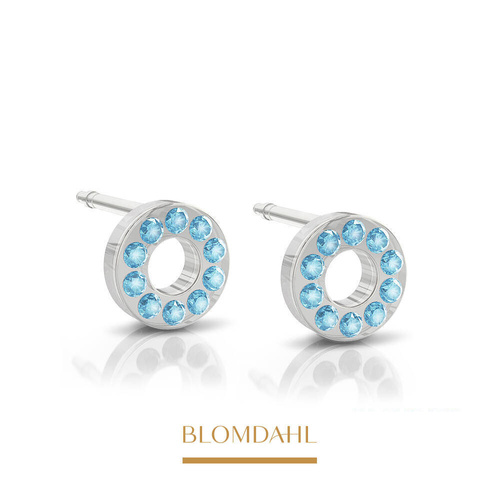 Kolczyki hipoalergiczne Brilliance Puck Hollow Aquamarine 8 mm SFJ plastik medyczny