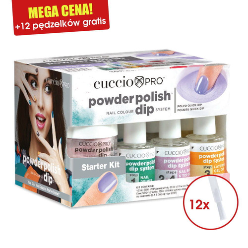 Zestaw startowy do manicure tytanowego Dip System CUCCIO + 12 pędzelków gratis 