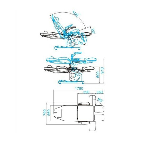 Podiatry chair electr. azzurro 709a 3 siln. gray