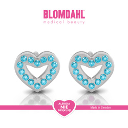 Kolczyki hipoalergiczne Brilliance Heart Hollow Aquamarine 10 mm SFJ plastik medyczny