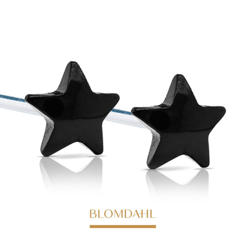 Star 8 mm earrings SFJ black medical titanium