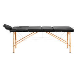 Folding massage table wooden comfort activ fizjo lux 3 segment table 190x70 black