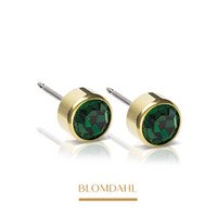 Hypoallergenic Bezel Emerald 3 mm earrings SFJ gold medical titanium