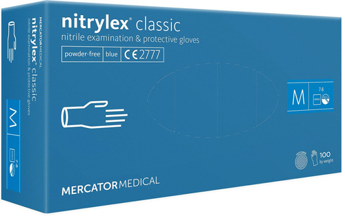 Mercator nitrile gloves Nitrylex classic blue txt 100pcs