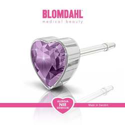 Kolczyki hipoalergiczne Heart Light Amethyst 6 mm SFJ plastik medyczny