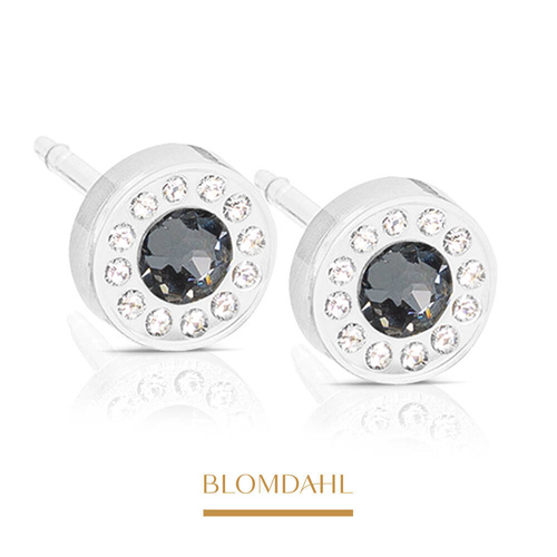 Brilliance Halo Crystal/ Black Diamond 6 mm earrings SFJ medical plastic