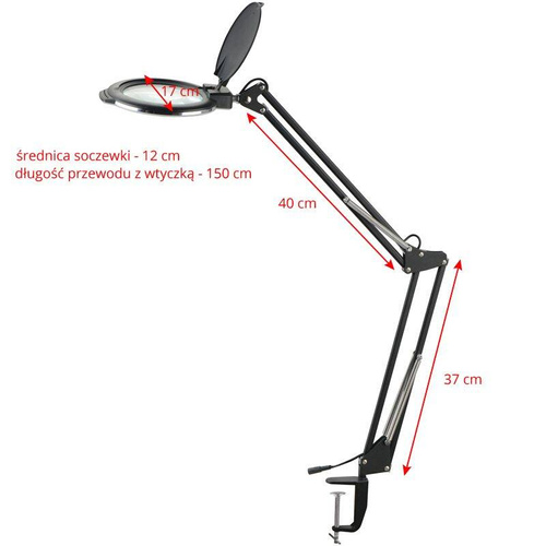 Led glow moonlight magnifier lamp 8012/5' black for tabletop