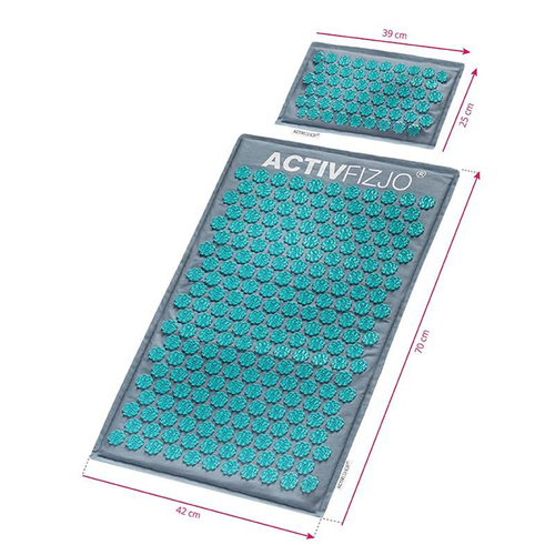 Acupressure mat activfizjo premium natural turquoise with cushion