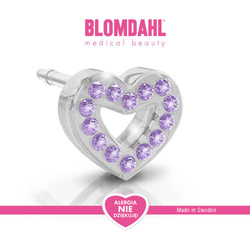 Kolczyki hipoalergiczne Brilliance Heart Hollow Violet 10 mm SFJ plastik medyczny