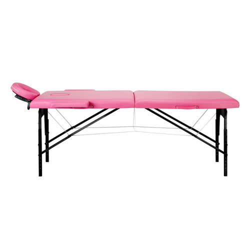 Folding massage table wooden comfort activ fizjo 2 segment pink black wood