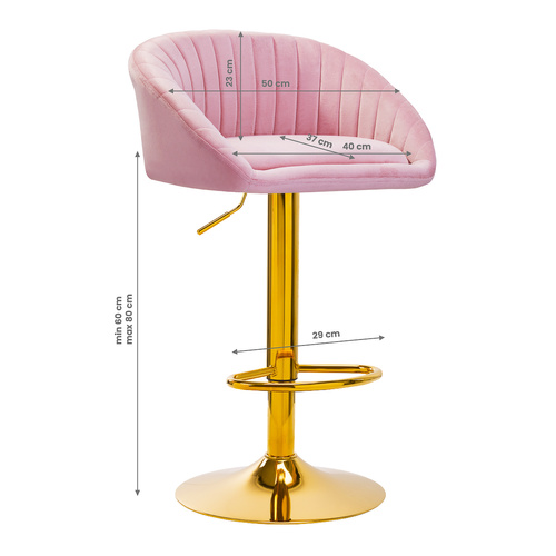 4rico bar hocker qs-b16g velvet pink