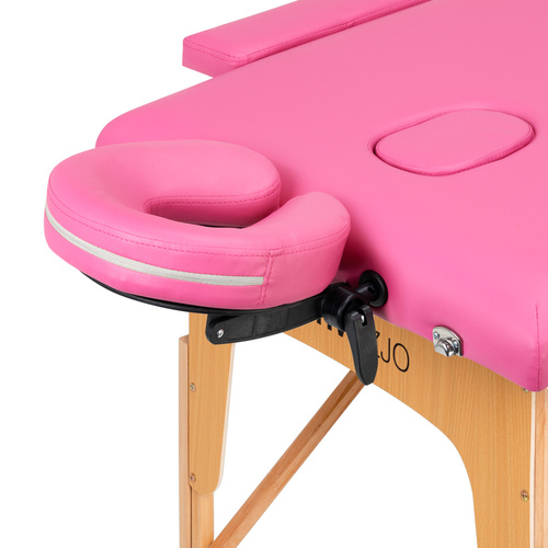 Folding massage table wooden comfort activ fizjo 2 segment pink