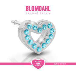 Kolczyki hipoalergiczne Brilliance Heart Hollow Aquamarine 10 mm SFJ plastik medyczny